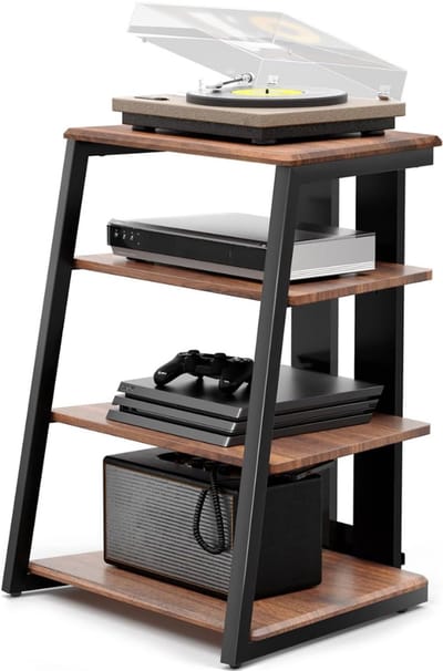 Aurixi® Platenspeler Meubel – Stand Platenspelerstandaard - Rustieke Platenopbergkasthouder - Bruin - 52cm x 61cm x 78cm