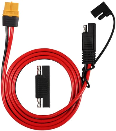 Adapter Verlengkabel - SAE naar XT60 - Energie Opladen - 12AWG Puur Koper - 1 Meter - Zwart
