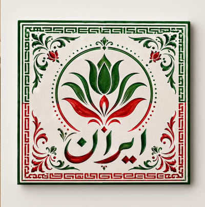 Iran Decoratieve Keramische Tegel – Perzische Tulp Wandtegel – Groen Wit Rood Heritage Souvenir Cadeau