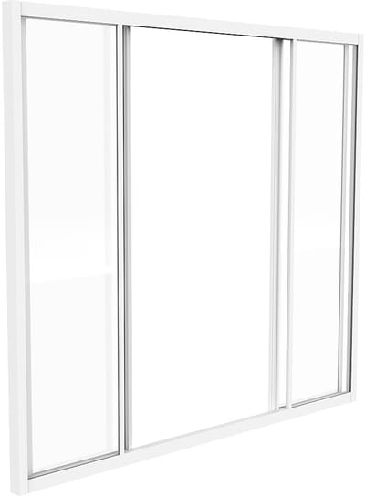 Vente-unique Glazen schuifbinnenraam van wit gepoederlakt aluminium - 120 x 105 cm (B x H) - RAVENA