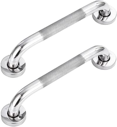 GELLDG 2 Stuks - Bad- en douchegrepen - Wandbeugel met Extra Grip - 30x2,5cm - Antislip Textuur - Comfortabele Greep - Geschikt voor Badkamer Douche en Toilet - RVS - Incl. Montagemateriaal