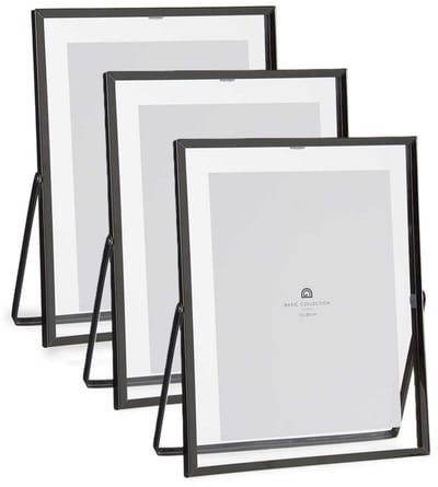 Giftdecor Fotolijstje voor 15 x 20 cm foto - 3x - zwart - metaal - Modern - frame 20 x 25 cm - staand