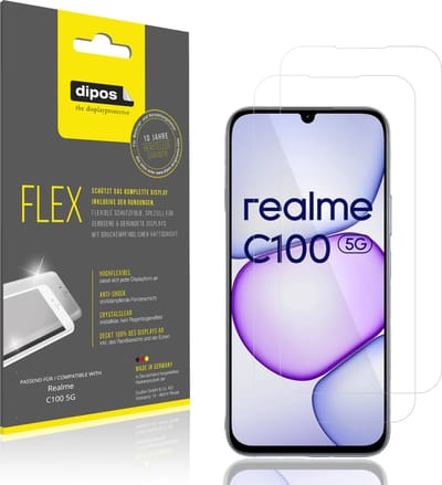 dipos – 2x Beschermfolie geschikt voor Realme C100 5G | 3D Full Cover Screenprotector | 100% Passend