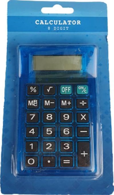Rekenmachine - Blauw - Kunststof - 11,5 x 7 cm