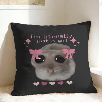 Schattige Hamster Meme Kussensloop Retro Trendy Kussensloop Voor Bruiloft Feest Huisdecoratie Vierkante Kussenhoes Cadeau Idee 40x40cm