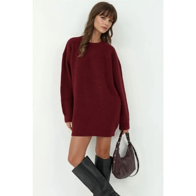 Gebreide Mini-jurk met Ronde Hals