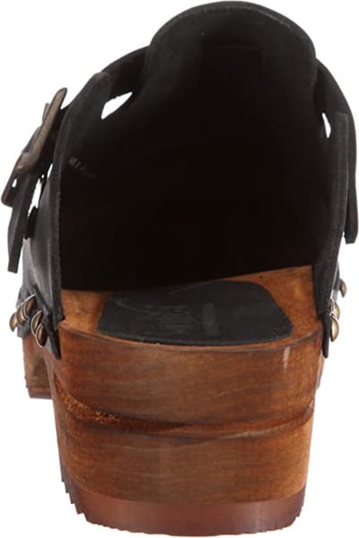 Sanita Clogs dames houten muiltjes Wood-Kristel Open leer 455205W zwart