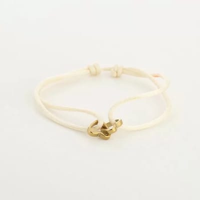 Bijoutheek Armband (Sieraad) Touw Hartjes Vriendschap Beige