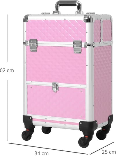 Golaro Koffer - Kofferset - Kake up organizer - Make up koffer - Reiskoffer - Make-up koffer met wielen - 34X25X62 - Roze