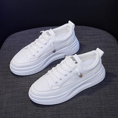 Dames Witte Schoenen Lente Nieuwe Ademende Studenten Boardschoenen Koreaanse Versie Verhoogde Plateauschoenen Casual Schoenen 35 wit