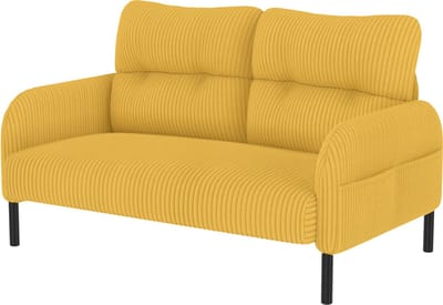 REDOM - 2-Zitsbank - Hoge Rugleuning En Zijvak - Modern - Woonkamer - Ribstof - Geel - 120 X 75 X 79 Cm