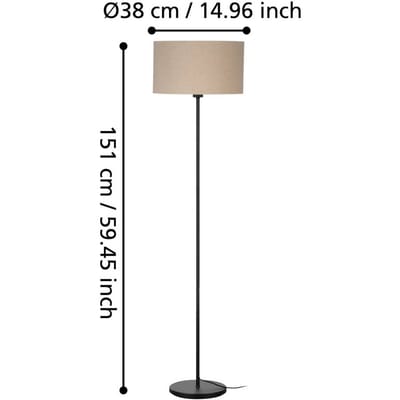 EGLO Feniglia Vloerlamp - E27 - 151 cm - Beige|Zwart - Linnen