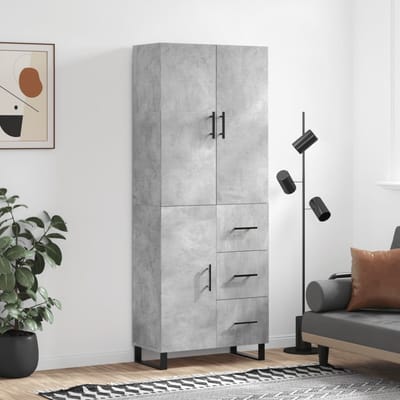 vidaXL - Hoge - kast - 69,5x34x180 - cm - bewerkt - hout - betongrijs
