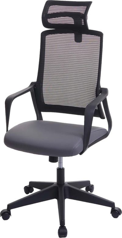 Bureaustoel MCW-J52, bureaustoel, ergonomische hoofdsteun, kunstleer ~ grijs
