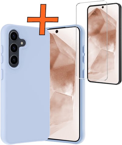 Hoes - Met Screenprotector - Geschikt voor Samsung Galaxy A56 - Sterk & Shockproof - Back Cover - Siliconen Case - Telefoon Hoes - Lichtblauw