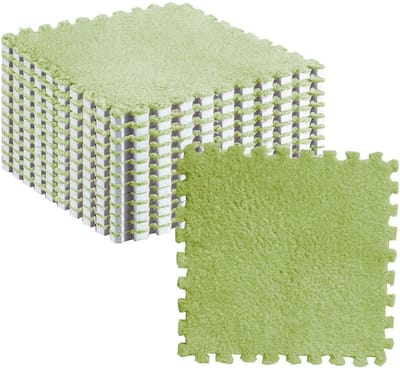 Dailygoods- Puzzelmat 10 Stuks Pluche - Zachte Antislip Tegels - Vloermat voor Kinderkamer - Comfortabel en Veilig - Eenvoudig te Installeren