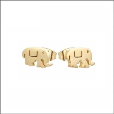 Aramat Jewels | Oorbellen | RVS Dieren Oorbellen Diverse Motieven - Dierenliefhebber Oorstekers | Olifant/Goudkleur-7x4,5mm | |8mm | Staal | Kinderen, Volwassenen | Verkleurd niet