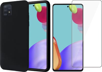 Hoesje geschikt voor Samsung Galaxy A52 - Fluweelzachte Backcover - Zwart - Met Screenprotector