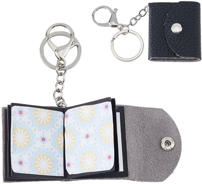Dailygoods- Fotoalbum Mini - Sleutelhanger - Imitatieleer - Zelfklevend - Gepersonaliseerd - 1x 139 mm, zwart