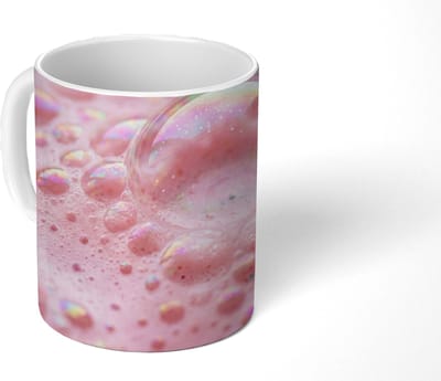 Mok - Koffiemok - Schuim - Structuur - Roze - Mokken - 350 ML - Beker - Koffiemokken - Theemok
