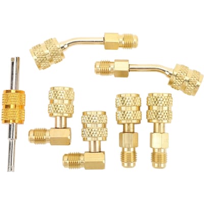 R410A Adapterkit met Ventielkernverwijderaar 5 16 tot 1 4in HVAC Koelmiddelslangadapter voor R410A Mini Split Lucht