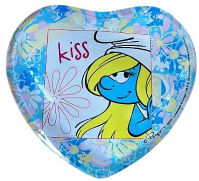 Smurfin kiss / kusje - Smurfen Hartvormige Glasmagneet 5 cm – Power Gift – Koelkastmagneet