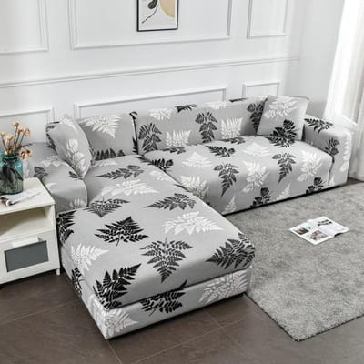 Housse de canapé imprimée universelle, motif géométrique, extensible, pour salon, protection de canapé, décor lavable, étui pour Chaise Longue 1-seater (90-140cm) gray