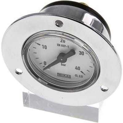 0..40 Bar Paneelmontage Manometer Staal/Messing 40 mm Klasse 2.5 (Voorflens) - MW04040SH-FP