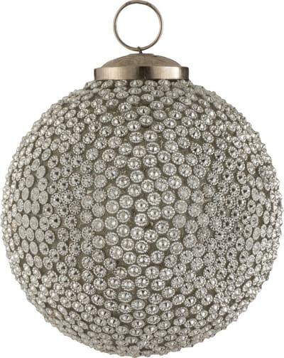 J-Line kerstbal Diamant - glas - wit - large - 4 stuks