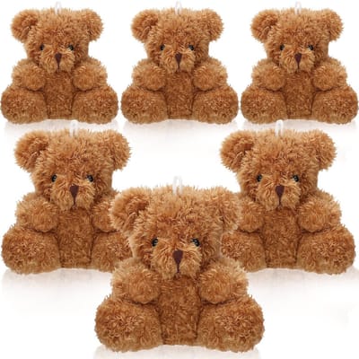 Dailygoody - Mini-Beren Pluche Dieren - Kleine Knuffeldieren - Zachte Poppen - Bruin - Cadeau voor Babyshower of Verjaardag - Compact en Draagbaar