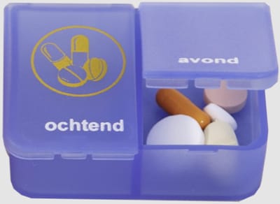 Able2 Pillendoos 1 dag - 2 vaks transparant blauw