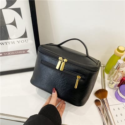 Toilettas, Make Up Tasje, Make Up Koffer, Beautycase, Make Up Organizer, Make Up Tas, Reis Toilettas, Reistas, Toilettas Dames, Make Up Organizer, Beautycase Koffer, Cosmetica Tas, Verjaardag, Moederdag, Valentijnsdag, Cadeautje, PU Leer, ZWART