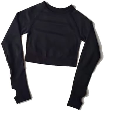 Sporttop - Sport top met lange mouwen - Sportshirt - Crop top - Sport top - Zwart - Long Sleeve - Zwarte top - Hippe sportoutfit - Sporten - Sportfashion - Sportieve top - S - Small - CHPN