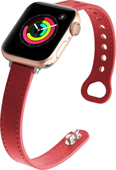 Fungus - Smartwatch bandje - Geschikt voor Apple Watch 38 / 40 / 41 mm - Series 1 2 3 4 5 6 7 8 9 SE iWatch - PU leer - Dun - Rood