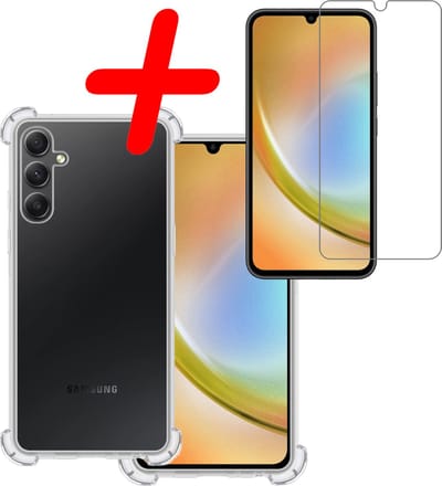 Hoesje Met Screenprotector - Geschikt voor Samsung Galaxy A34 - Sterk & Shockproof - Siliconen Case - Back Cover - Telefoon Hoes - Shock Proof - Transparant