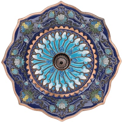 Unieke Wierookhouder Legeringsplaat Asvanger voor Meditatie Yoga Huis Ambachten Decoratie blue