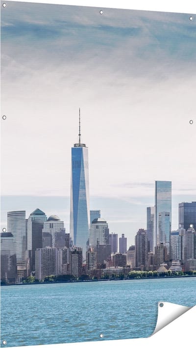 Gards Tuinposter Vrijheidsbeeld in New York - 100x150 cm - Tuindoek - Tuindecoratie - Wanddecoratie buiten - Tuinschilderij