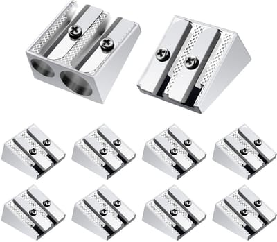 Dailygoods - cobee Dubbele Gat Puntenslijper, 10 stks Aluminiumlegering Mini Puntenslijper voor Potloden Handheld Metalen Slijper voor Scholen Kantoren Kunst