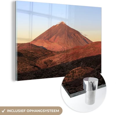 ® Glasschilderij 180x120 cm - Schilderij acrylglas - Oranje gloeiende Teide-vulkaan in het Nationaal park Teide in Spanje - Foto op glas - Muurdecoratie woonkamer - Wanddecoratie slaapkamer - Schilderijen