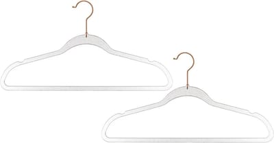 5Five kunststof kledinghangers met glitters - Set van 16x stuks - koper - 45 x 24 cm - Kledingkast hangers/kleerhangers