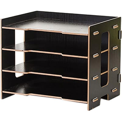 Présentoir de Bureau de Chevet Moderne Organisateur de Classeurs à Magazines Trieur de Documents de Bureau(Noir) Black black