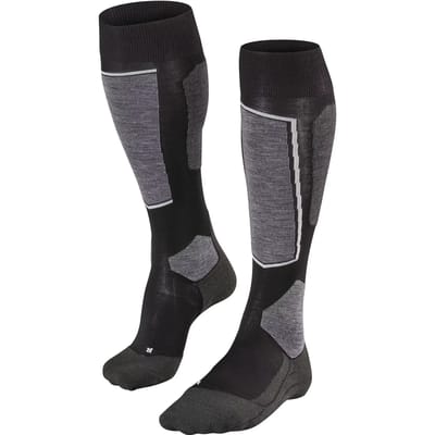 FALKE SK6 Pro warm dun wol lycel functioneel materiaal skisokken heren zwart - maat 44-45