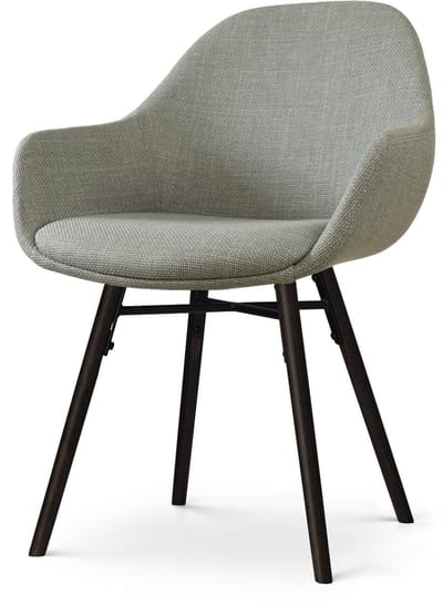 Nolon Nena-Mae Eetkamerstoel Saliegroen - met Armleuningen - Stof - Zwarte Houten Poten - Design - Scandinavisch - Comfortabel
