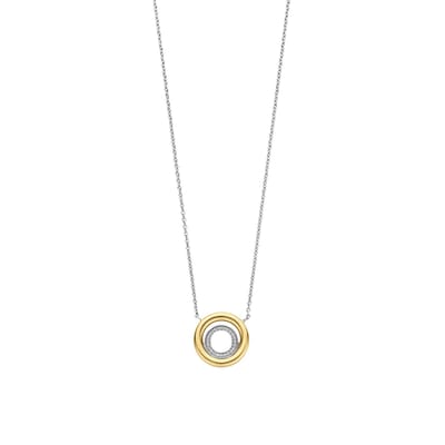 TI SENTO Dames Ketting - 925 zilver - Zirkonia met geel verguld - Maat 42 - 34105ZY