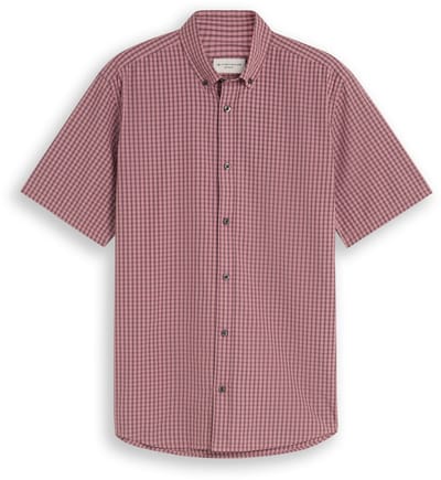 Tom Tailor - Regular fit overhemd met korte mouwen en ruitpatroon - Maat M - dusty rose check