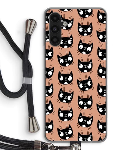 Case Company® - Hoesje met koord geschikt voor Samsung Galaxy A13 5G hoesje met Koord - Kat - Telefoonhoesje met Zwart Koord - Bescherming aan alle Kanten en Over de Schermrand