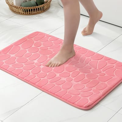 Geometrisch Badmat met Memory Foam - Antislip en Ultra Absorberend, 40 x 60 cm, Roze
