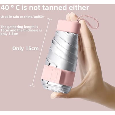 Titanium Zilver Zonbescherming 50+ Opvouwbare Capsule Paraplu voor Vrouwen met Hoogwaardige Ultraviolet 50% Korting Zonbescherming Iron&6K