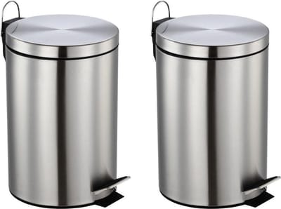Set van 2x stuks RVS vuilnisbakken/pedaalemmers 12 liter 40 cm - Afvalemmers soft close kantoor/keuken