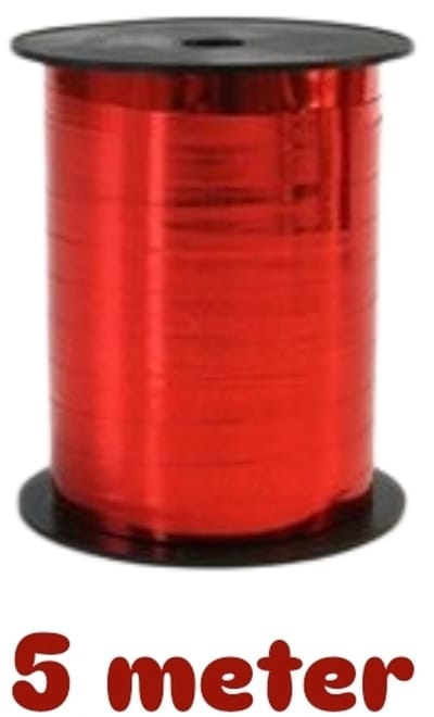 5 m Glimmend Rood - krullint - cadeau versiering - Niet op spoel geleverd